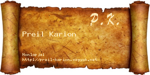 Preil Karion névjegykártya